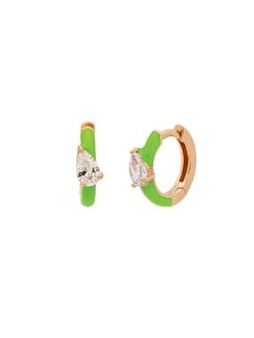 Melanie Auld Corsica Huggies Lime Green Enamel Earrings Gold Vermeil Huggies
